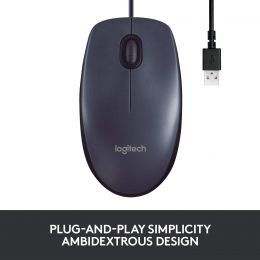 Optical Wired Mouse with Ambidextrous Design, Black