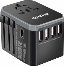 Travel AC Plug Adapter with 4 USB 3.0 Ports and USB-C