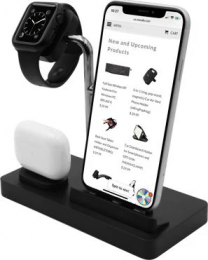 3-in-1 Charging Stand for Apple Watch, iPhone, and AirPods, Black
